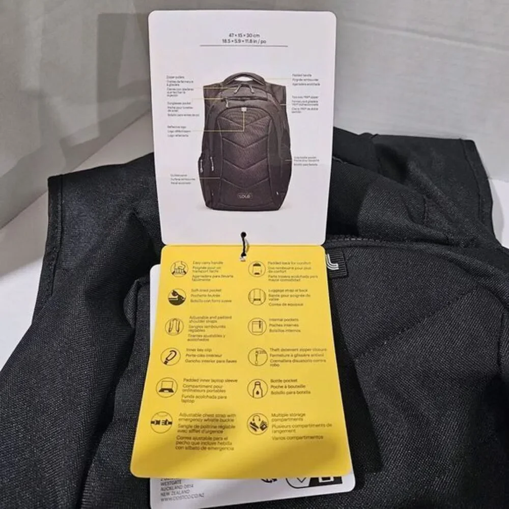 Lolë‎ Quilted Nylon Backpack / Black/ New